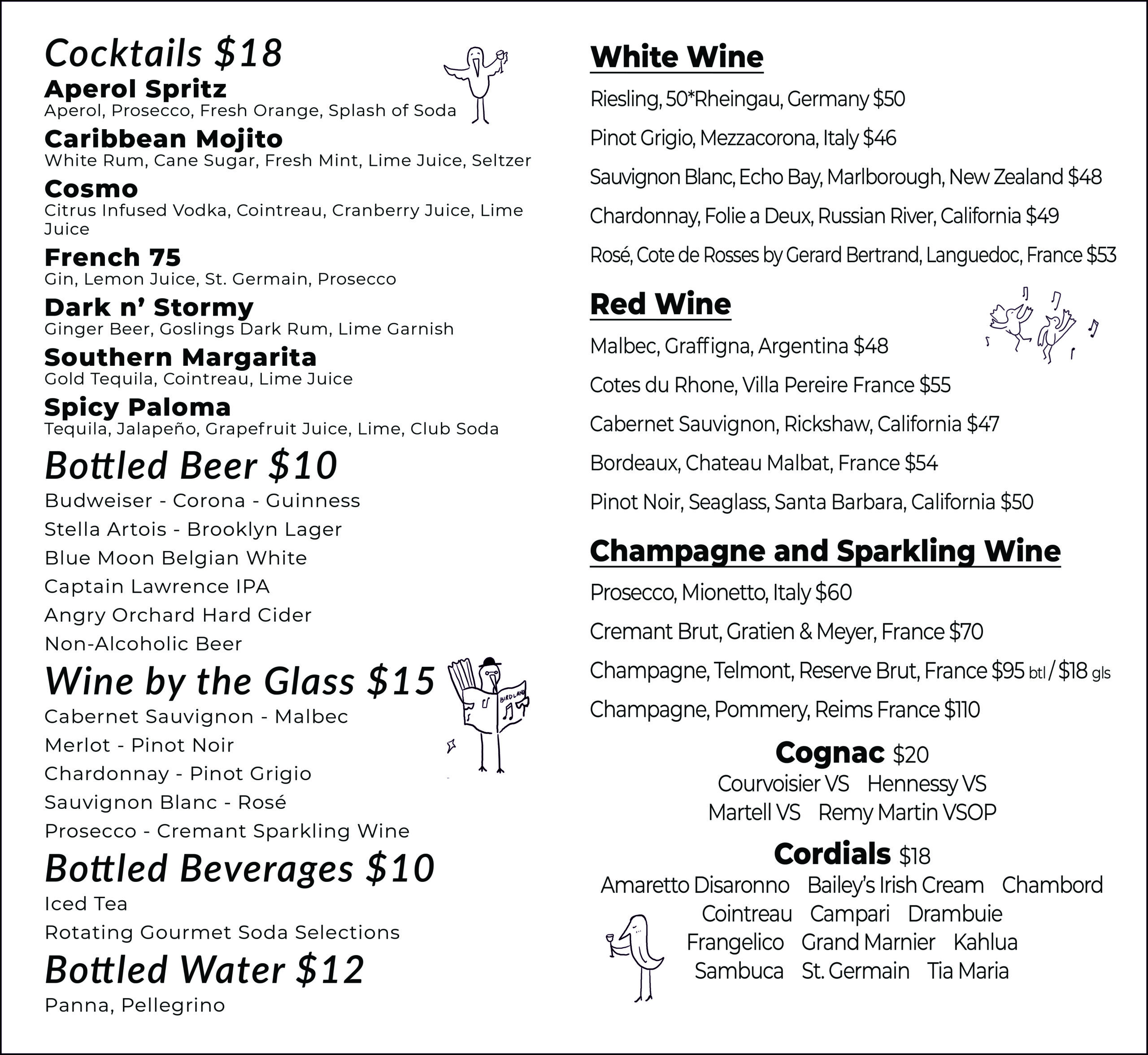 Club Menu - Cocktails